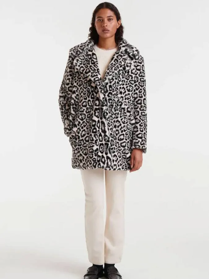 COMPANIA FANTASTICA - Γυναικείο παλτό White animal print coat 54C/11159/2S0 White