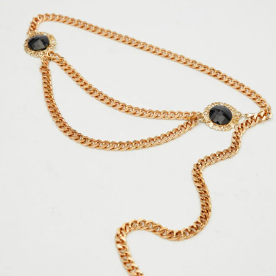 LEATHER TWIST - Γυναικεία ζώνη LORY CHAIN 005 ΧΡΥΣΟ