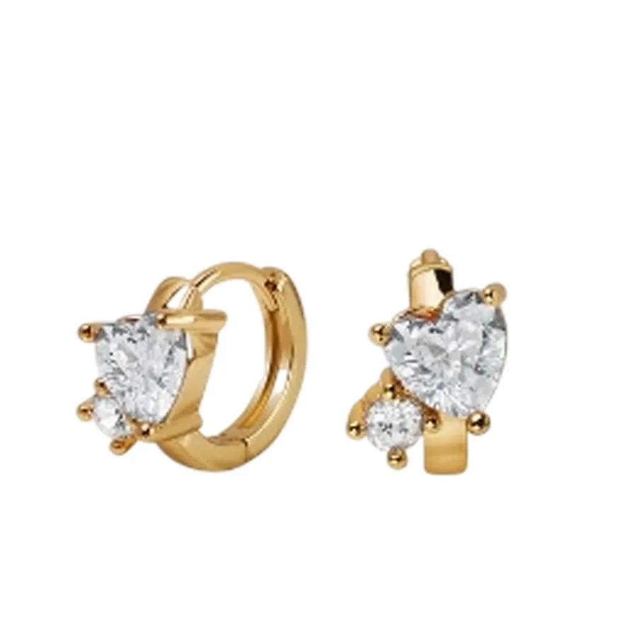 ALMYNOMA - Γυναικεία σκουλαρίκια HEART GLOW CRYSTAL GOLD Χρυσό