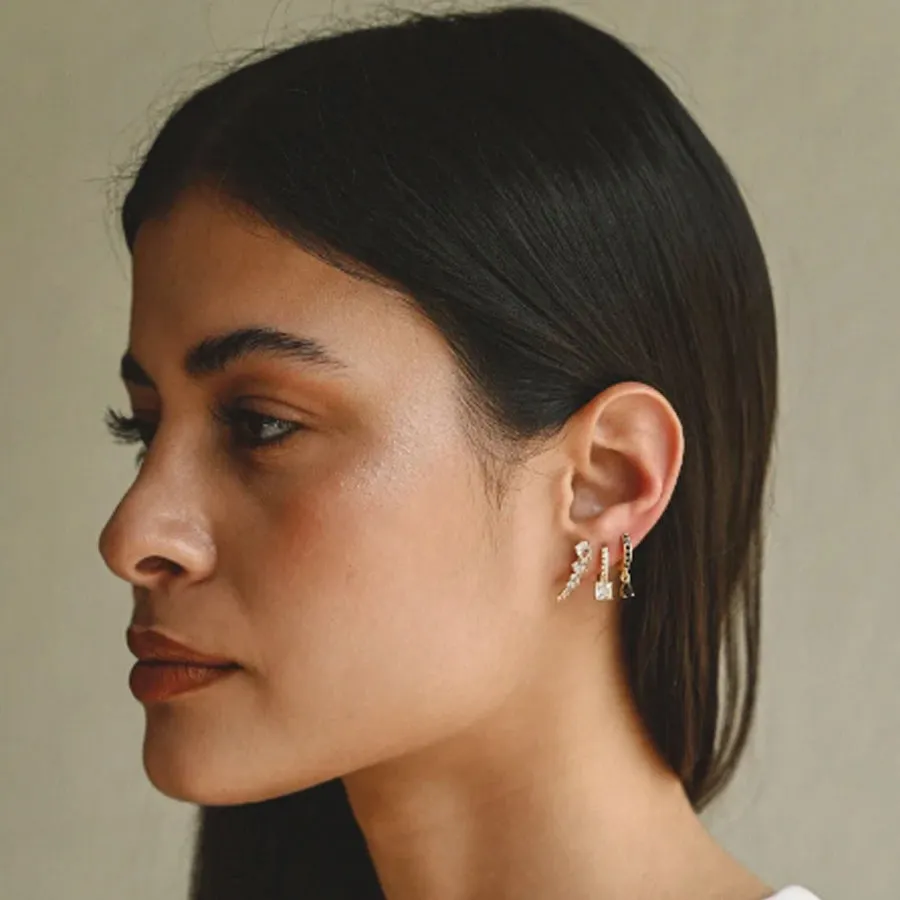 ALMYNOMA - Γυναικεία σκουλαρίκια NOIR SPARK GOLD Χρυσό