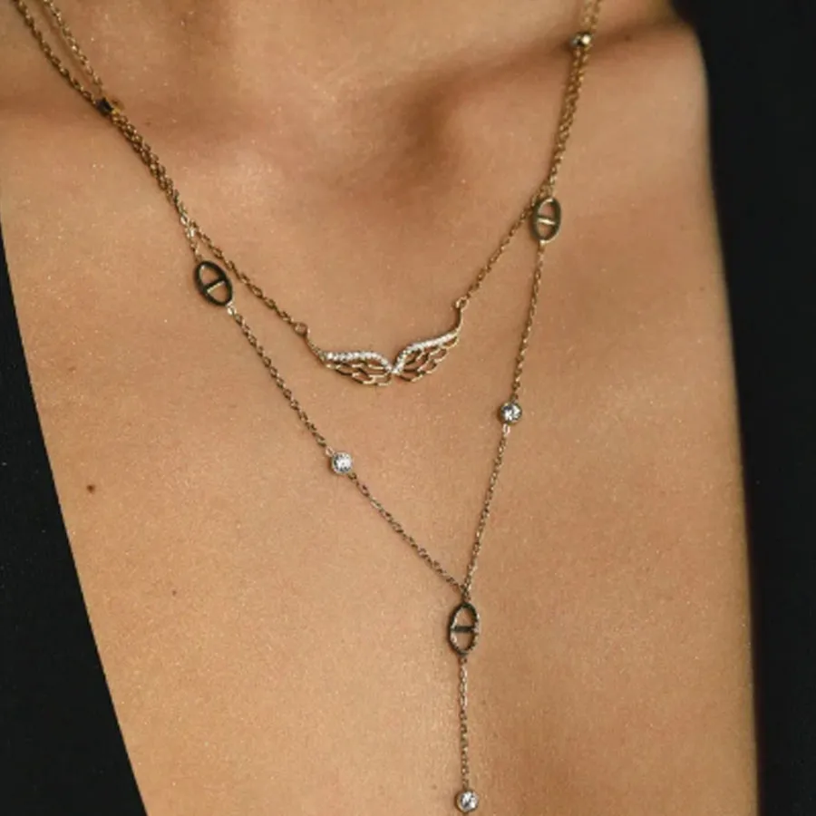 ALMYNOMA - Γυναικείο κολιέ ANGEL GOLD Χρυσό