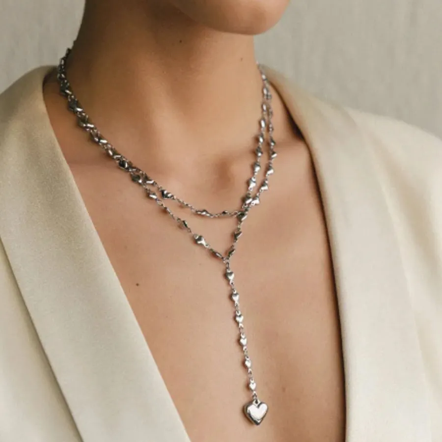 ALMYNOMA - Γυναικείο κολιέ LOVE YOURSELF SILVER Ασημί