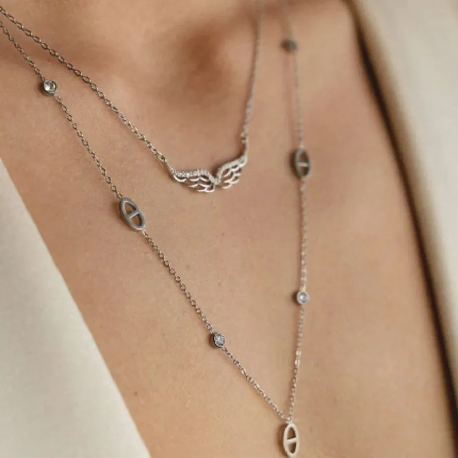 ALMYNOMA - Γυναικείο κολιέ FOREVER LOVE SILVER Ασημί