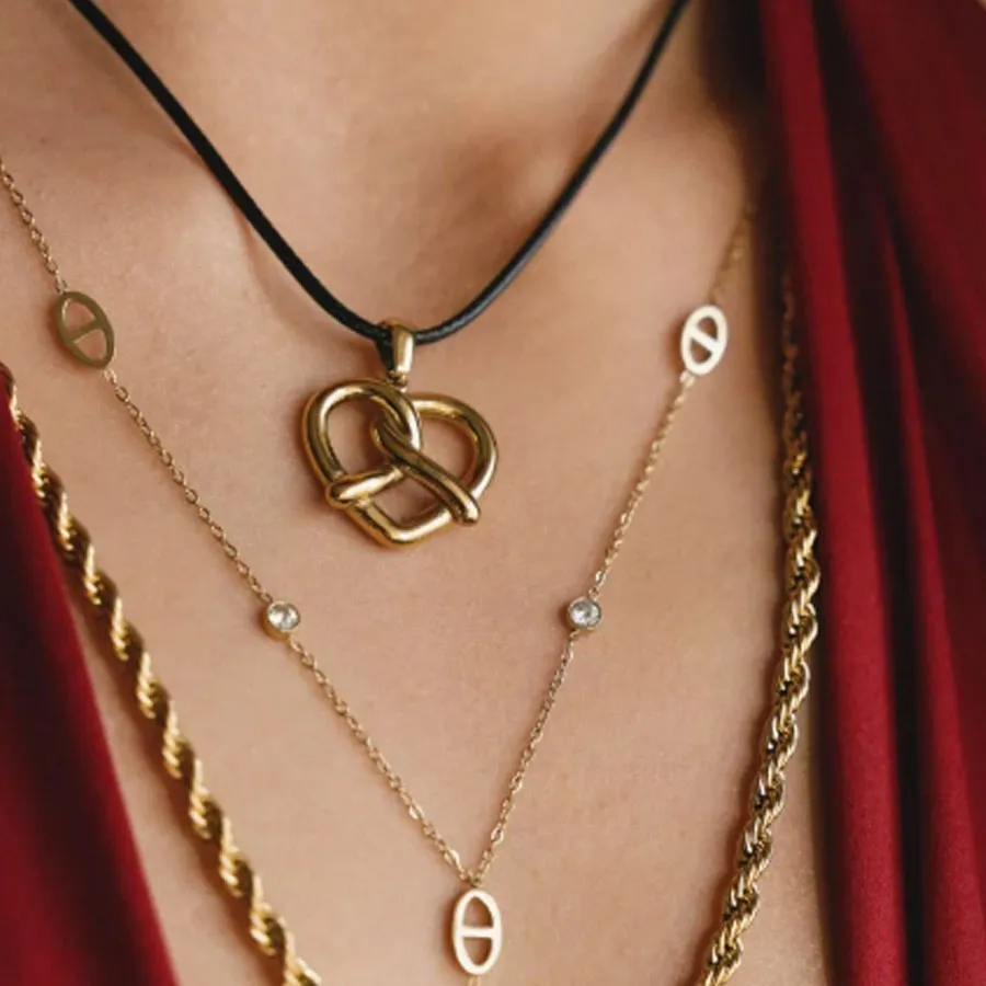 ALMYNOMA - Γυναικείο κολιέ FOREVER LOVE GOLD Χρυσό