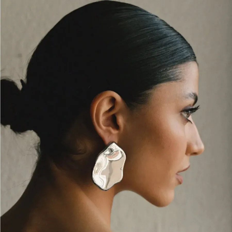 ALMYNOMA - Γυναικεία σκουλαρίκια MIRROR Ασημί