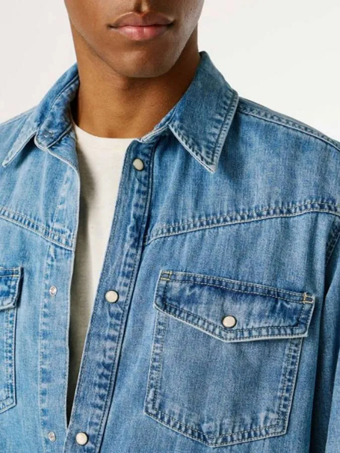 PEPE JEANS - Ανδρικό πουκάμισο AUTHENTIC SHIRT BROOKS PM30909153V2 (000) Denim