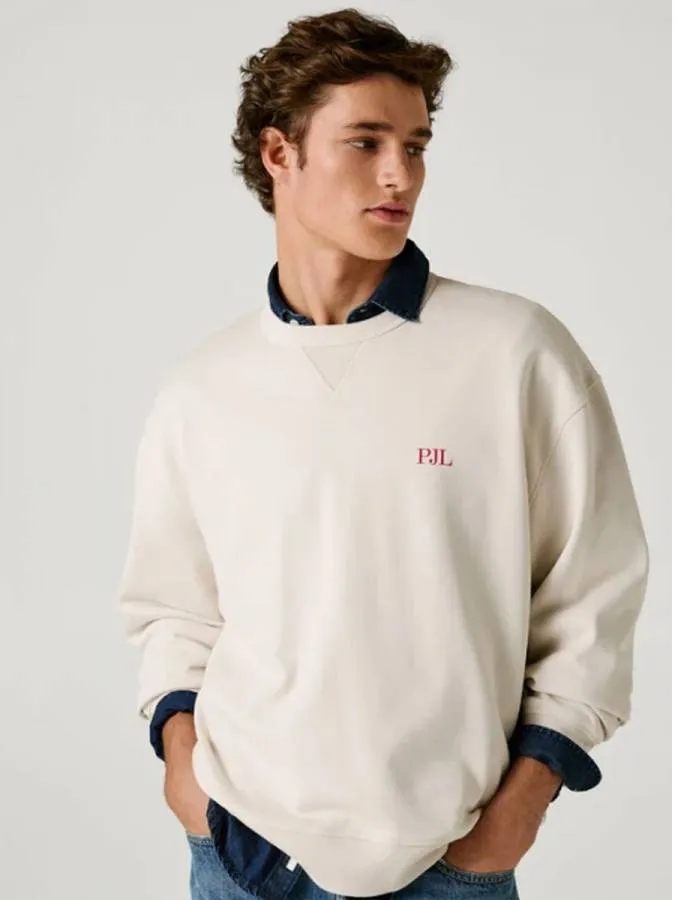 PEPE JEANS - Ανδρικό φούτερ GARRET CREW PM5800070 (804) Ivory White