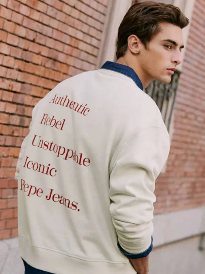 PEPE JEANS - Ανδρικό φούτερ GARRET CREW PM5800070 (804) Ivory White