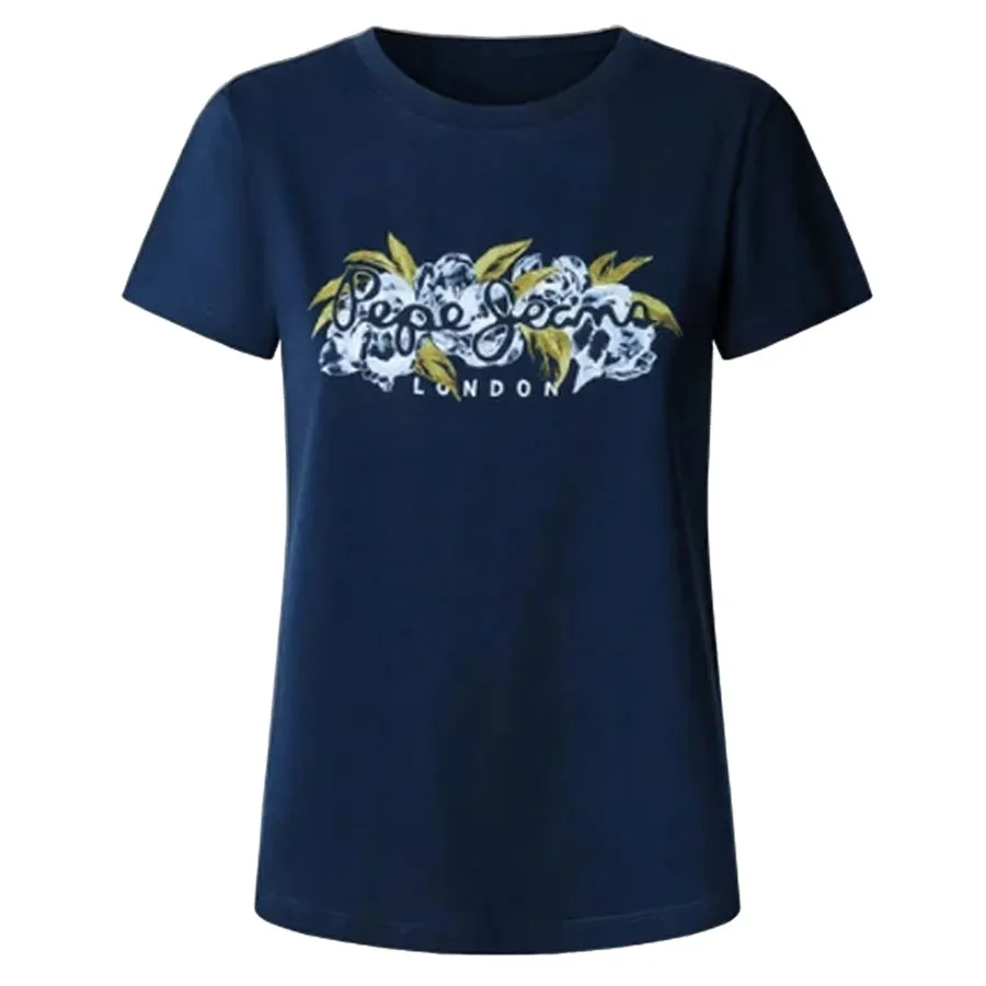 PEPE JEANS - Γυναικείο T-shirt Printed Floral Logo PL5000128 (597)  Deep Sea Blue
