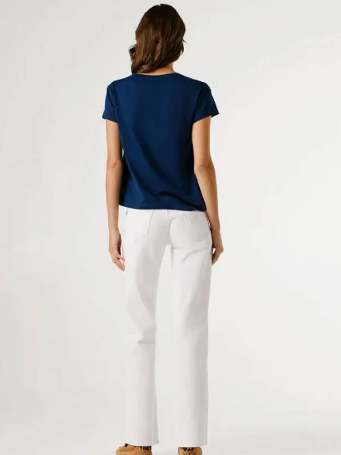 PEPE JEANS - Γυναικείο T-shirt Printed Floral Logo PL5000128 (597)  Deep Sea Blue