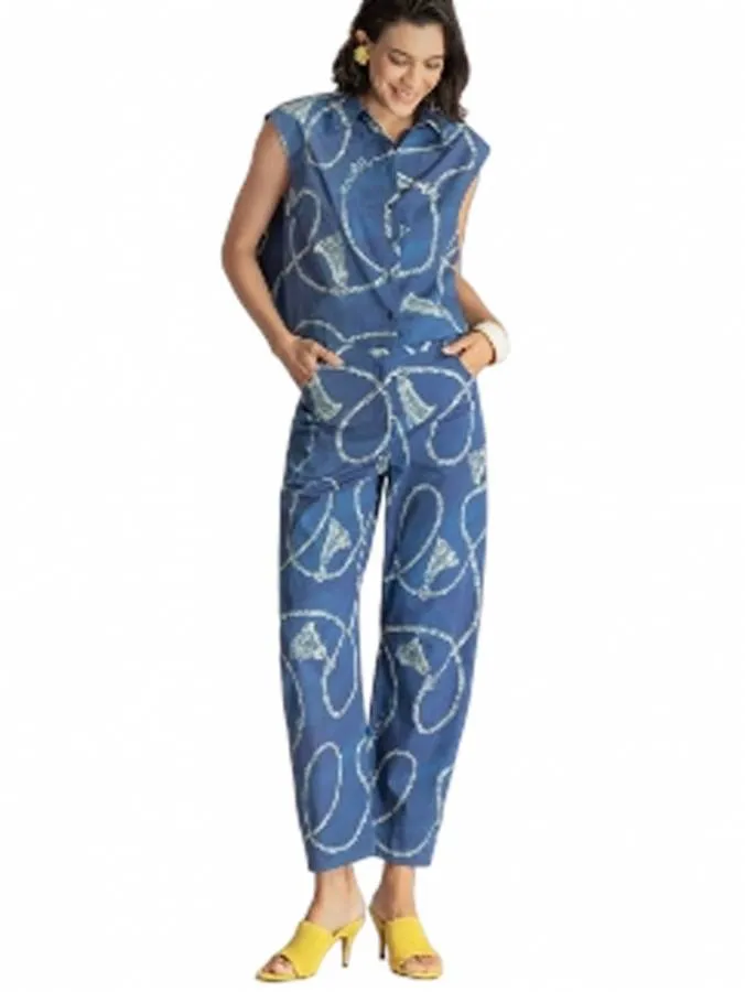 MOUTAKI - Γυναικείο παντελόνι 26.09.01 Μπλε