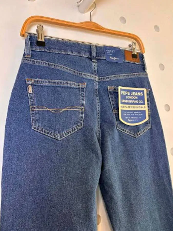 PEPE JEANS - Γυναικείο jean High-Rise Taper Fit Jeans - Violet PL204176 (000) Medium Dark Wiser