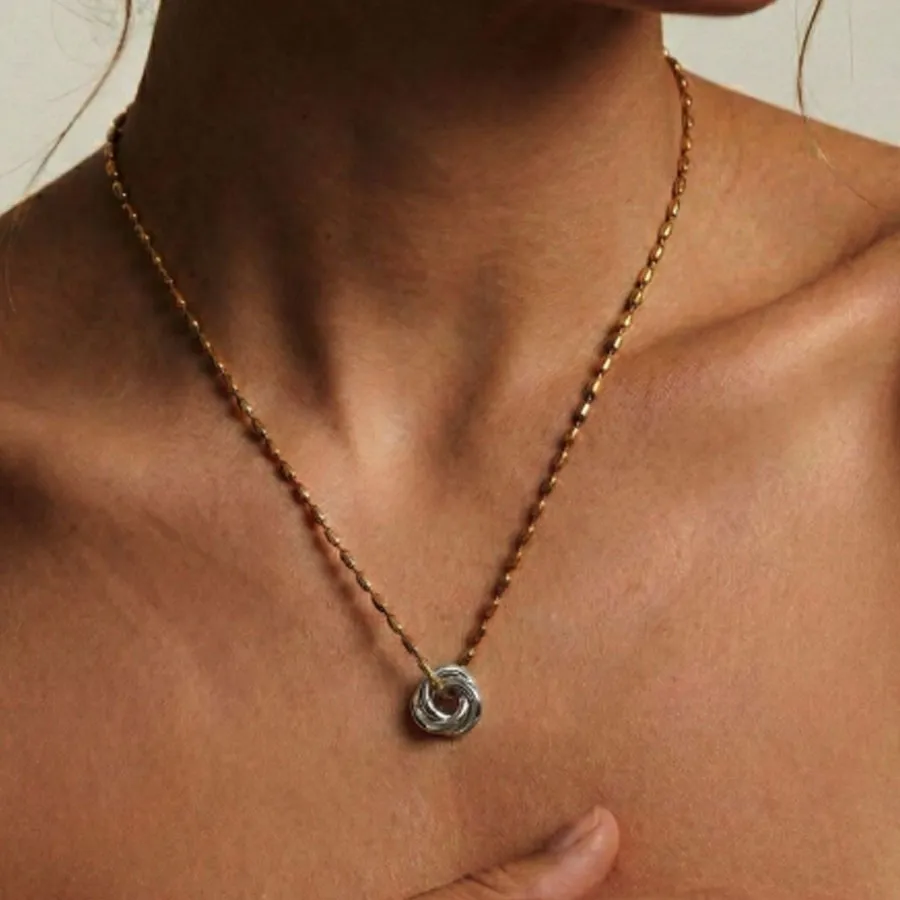 ALMYNOMA - Γυναικείο κολιέ LINKED HARMONY Silver/Gold