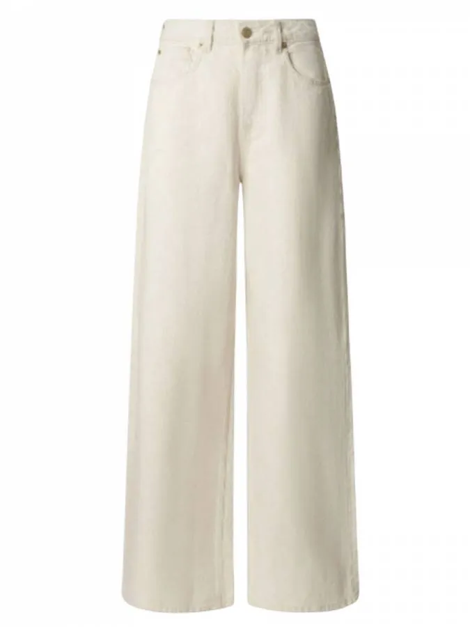 PEPE JEANS - Γυναικείο παντελόνι High-Rise Wide Fit Jeans - Jaimy PL2047404 (1S0) Ecru Linen Blend