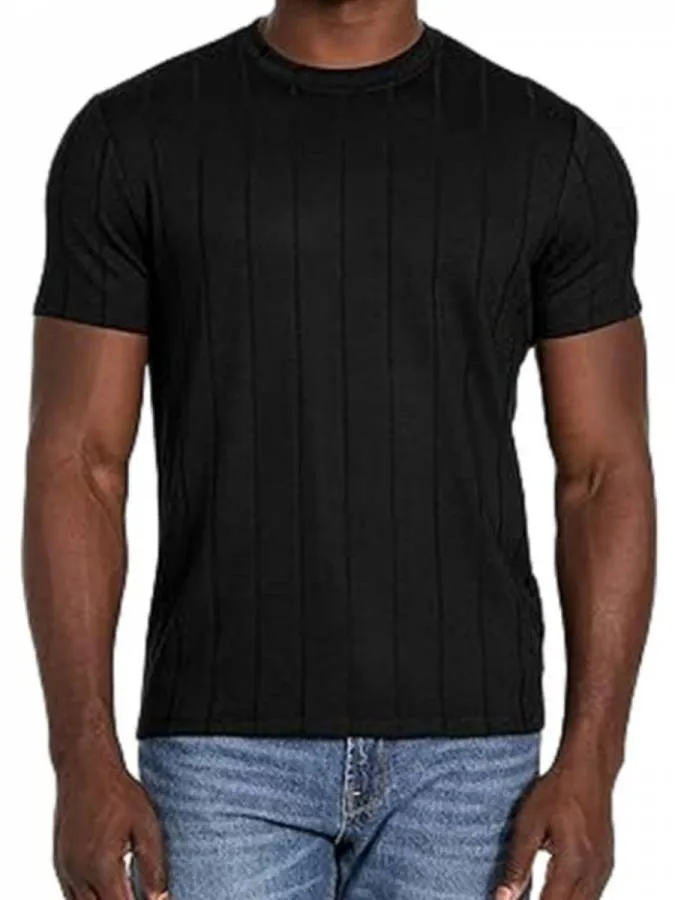 GUESS - Ανδρικό T-shirt Slim Fit AXEL RIB CREW M5YP00KCWM2- JBLK Μαύρο