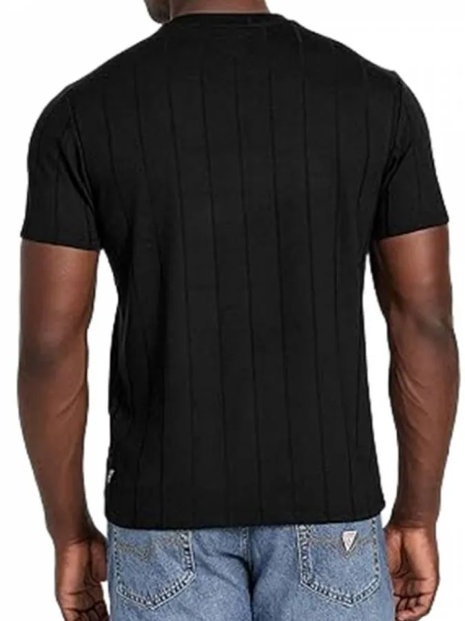 GUESS - Ανδρικό T-shirt Slim Fit AXEL RIB CREW M5YP00KCWM2- JBLK Μαύρο