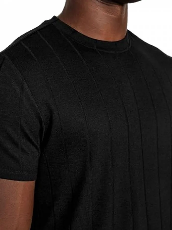 GUESS - Ανδρικό T-shirt Slim Fit AXEL RIB CREW M5YP00KCWM2- JBLK Μαύρο