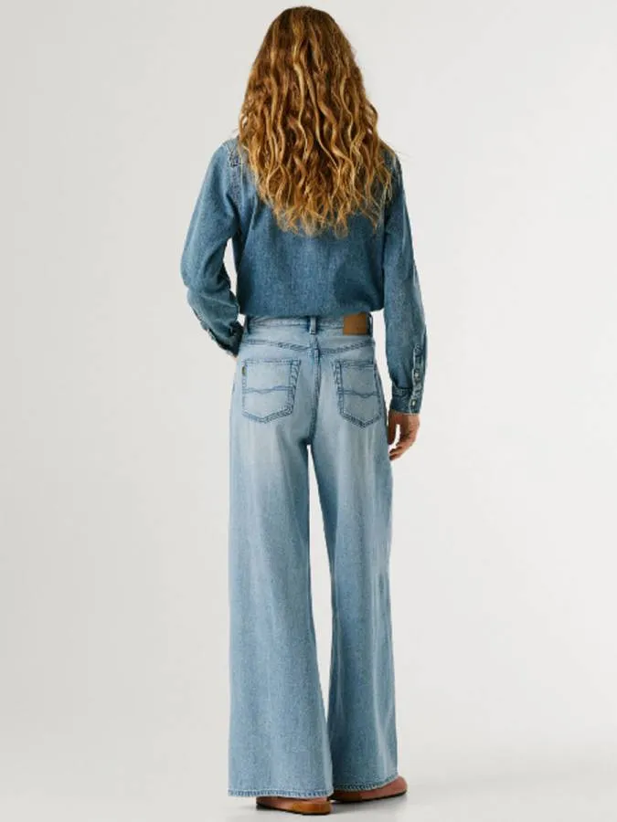 PEPE JEANS - Γυναικείο jean High-Rise Wide Fit Jeans - Jaimy PL2047404 (2W0) Vintage Worn Bleach Tencel Ble