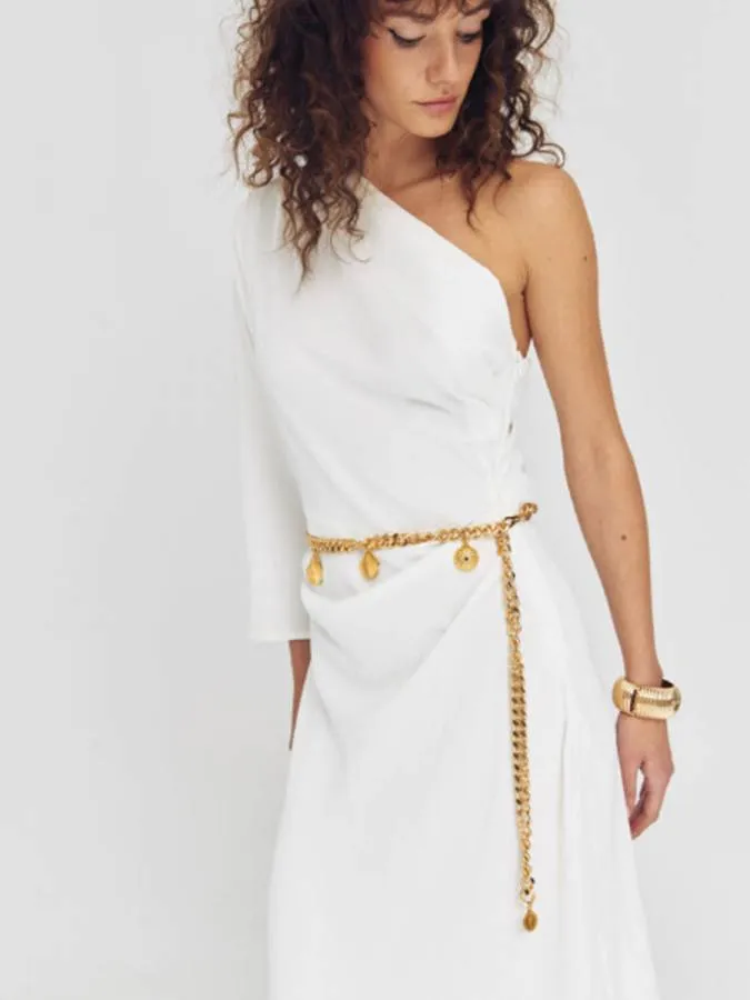LEATHER TWIST - Γυναικεία ζώνη CSS26/02 CORALIA GOLD ΖΩΝΗ ΑΛΥΣΙΔΑ Χρυσό