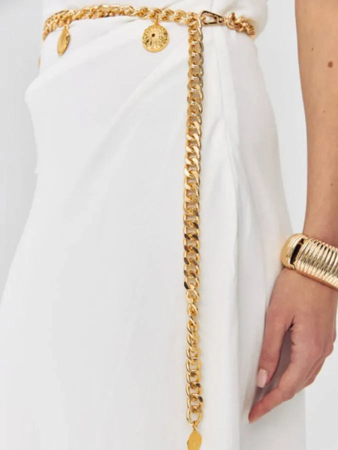 LEATHER TWIST - Γυναικεία ζώνη CSS26/02 CORALIA GOLD ΖΩΝΗ ΑΛΥΣΙΔΑ Χρυσό