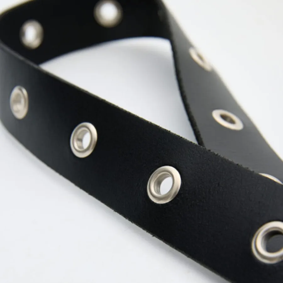 LEATHER TWIST - Γυναικεία ζώνη SILVER BLOOM BSS26/23 ΜΑΥΡΗ