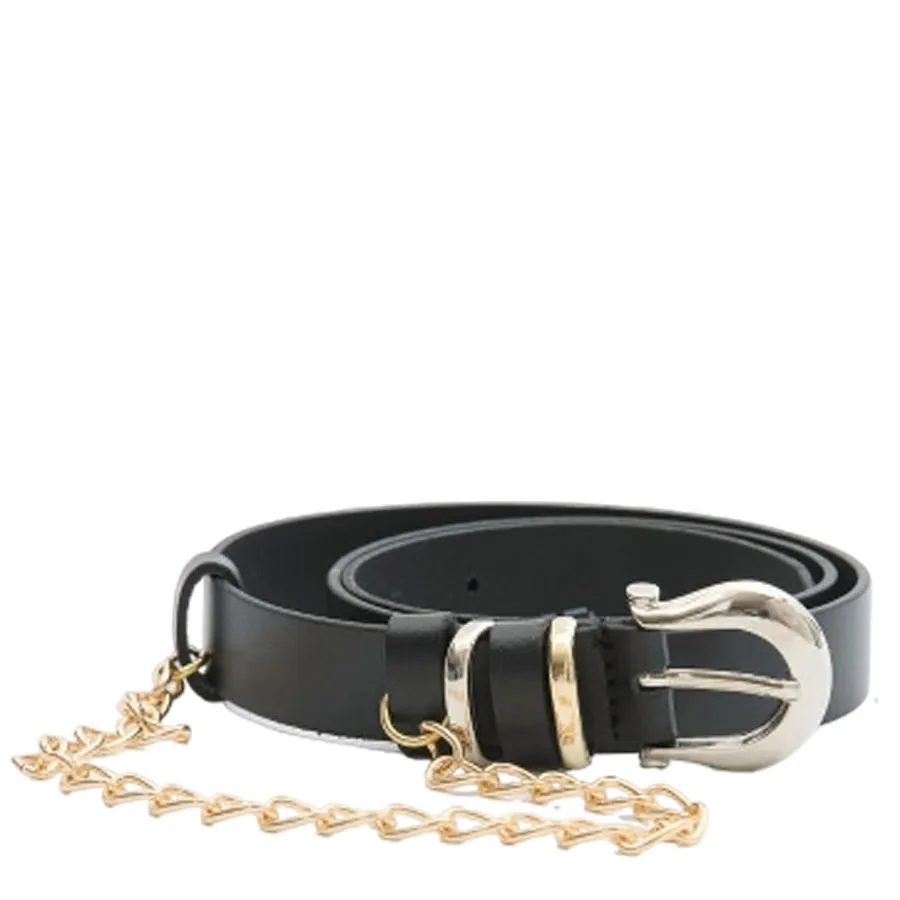 LEATHER TWIST - Γυναικεία ζώνη CHAIN WHISPER BSS26/20 ΜΑΥΡΗ