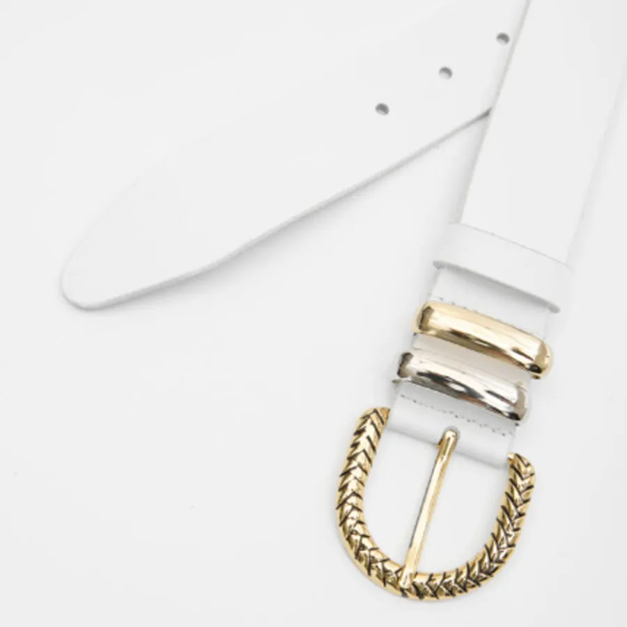 LEATHER TWIST - Γυναικεία ζώνη AURELIA BSS26/18 ΛΕΥΚΗ