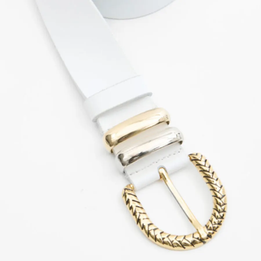 LEATHER TWIST - Γυναικεία ζώνη AURELIA BSS26/18 ΛΕΥΚΗ