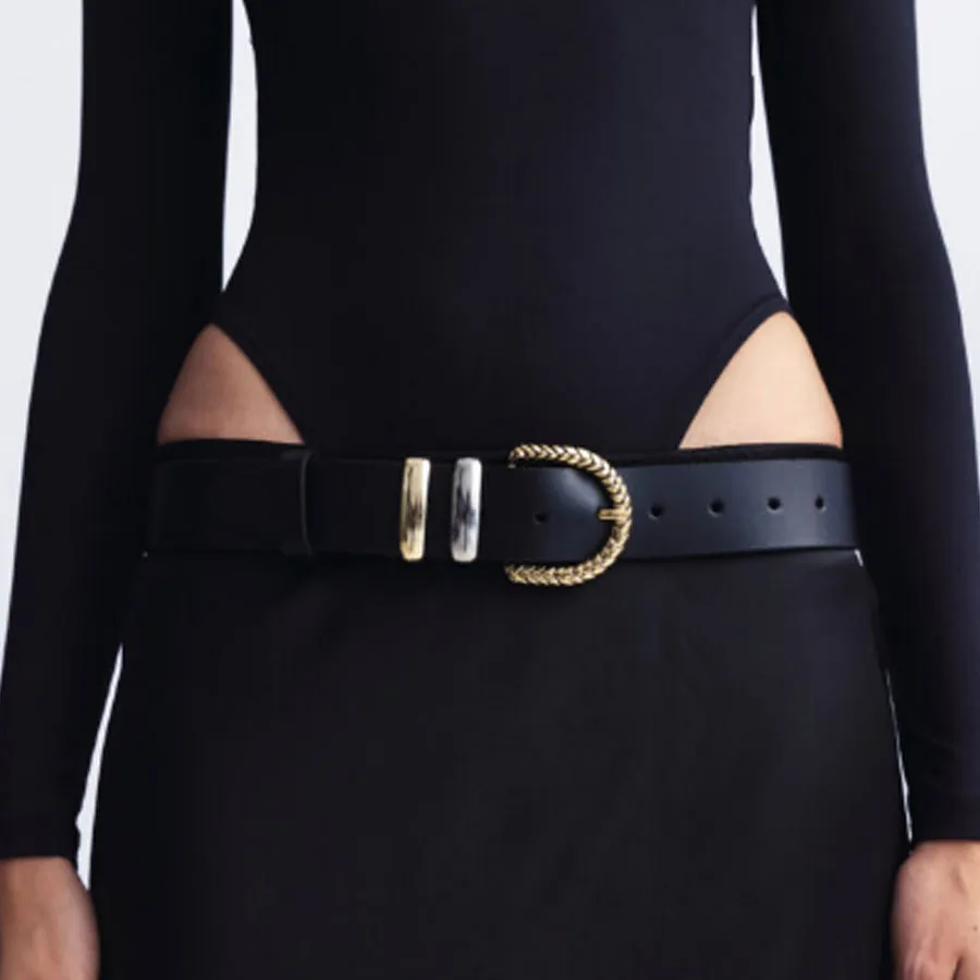 LEATHER TWIST - Γυναικεία ζώνη AURELIA FW26/22 ΜΑΥΡΟ