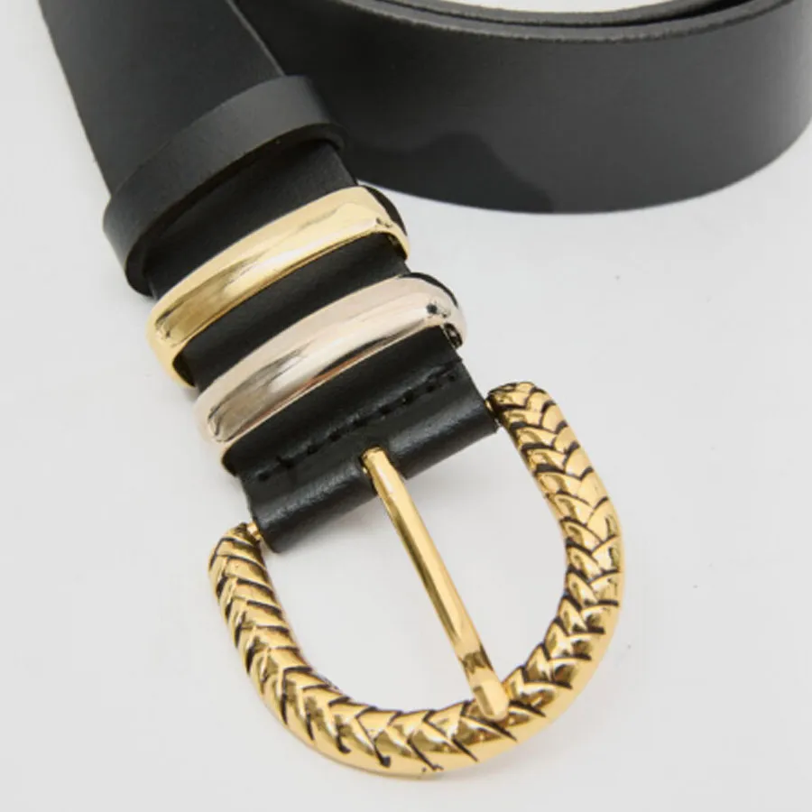 LEATHER TWIST - Γυναικεία ζώνη AURELIA FW26/22 ΜΑΥΡΟ