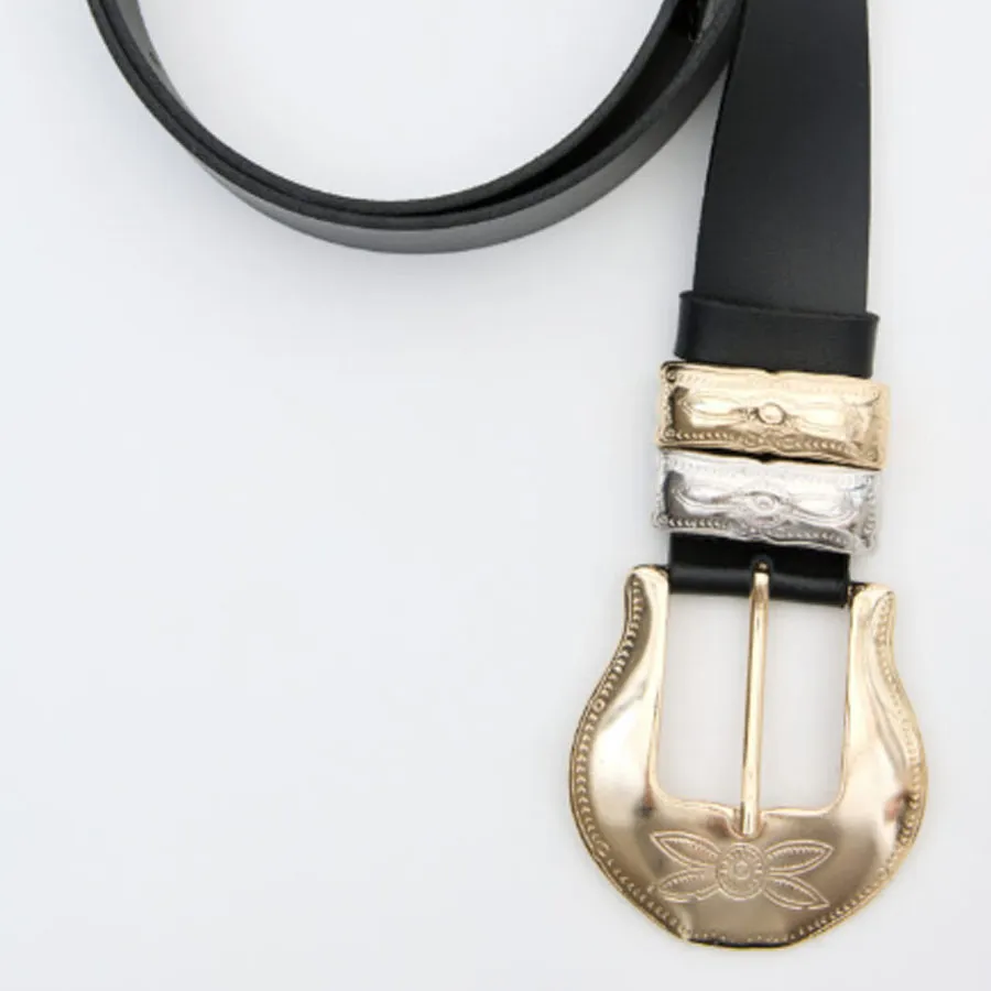 LEATHER TWIST - Γυναικεία ζώνη LETHA BSS26/13 ΜΑΥΡΗ