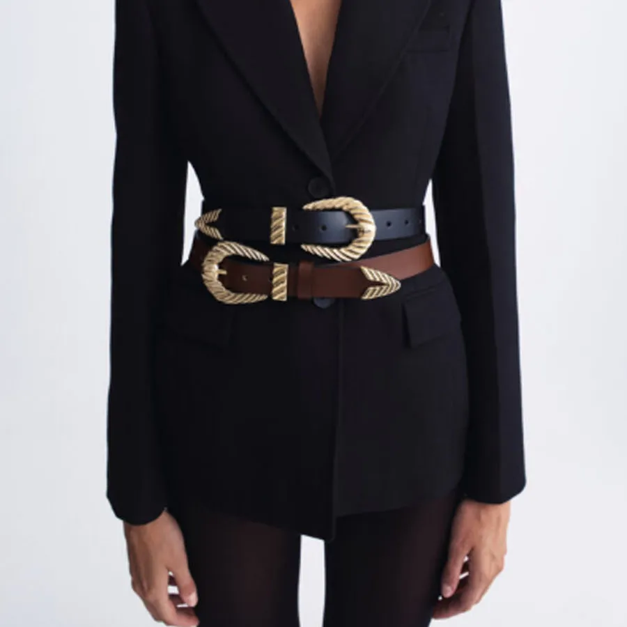 LEATHER TWIST - Γυναικεία ζώνη WOVEN FLOW FW26/03 ΜΑΥΡΗ