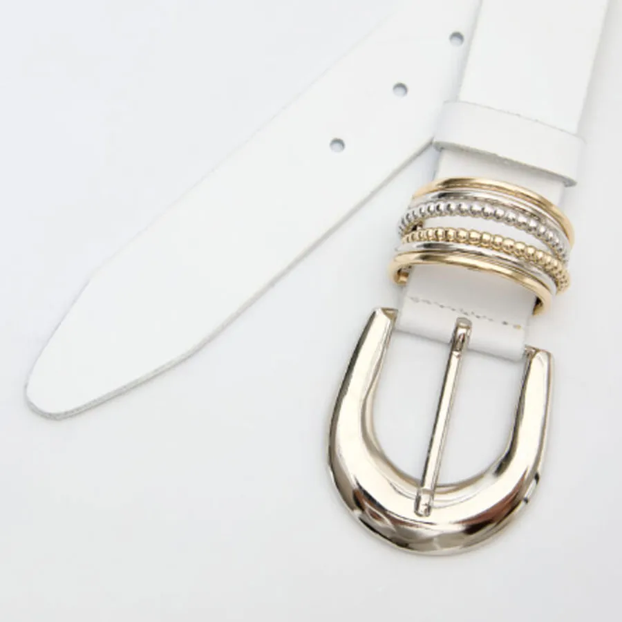 LEATHER TWIST - Γυναικεία ζώνη TREASSURE BSS26/03 ΛΕΥΚΗ