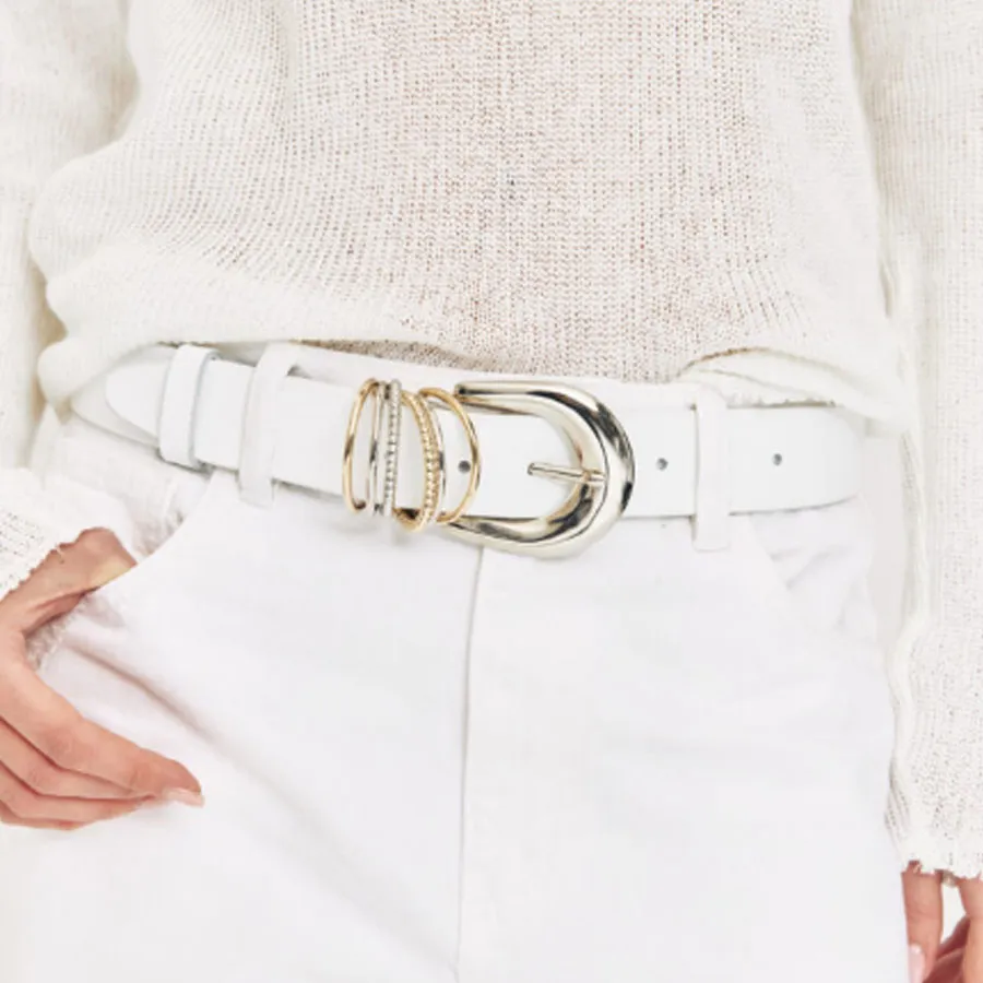 LEATHER TWIST - Γυναικεία ζώνη TREASSURE BSS26/03 ΛΕΥΚΗ