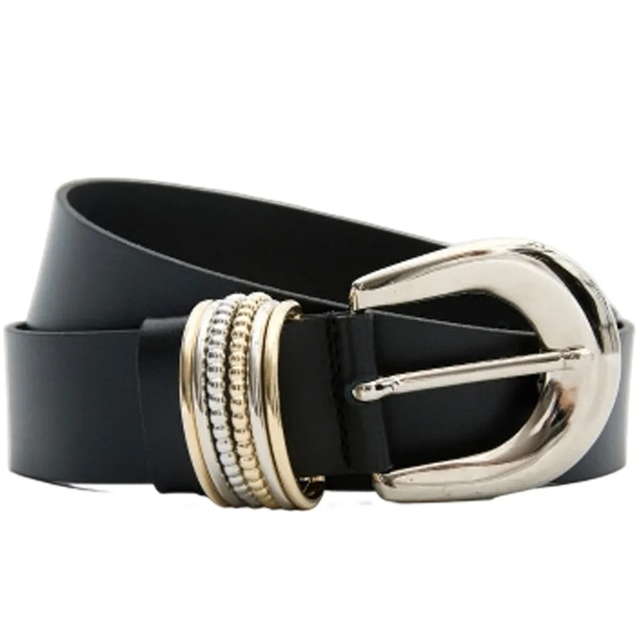 LEATHER TWIST - Γυναικεία ζώνη TREASSURE BSS26/03 ΜΑΥΡΗ