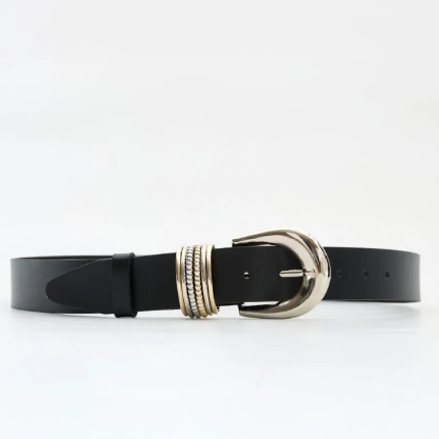 LEATHER TWIST - Γυναικεία ζώνη TREASSURE BSS26/03 ΜΑΥΡΗ