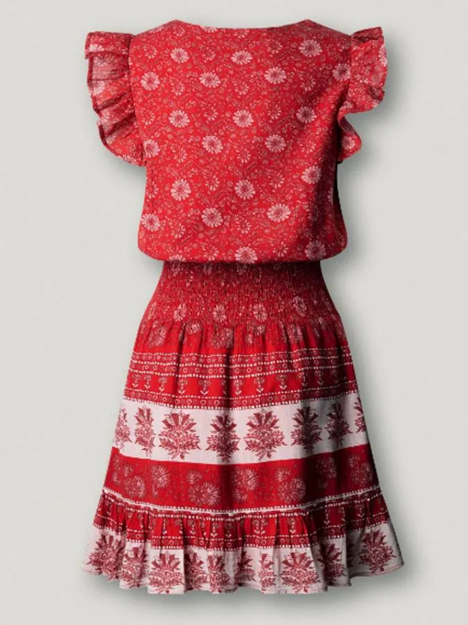 PEPE JEANS - Γυναικείο φόρεμα Floral Print Mini Dress PL9537828 (264) Royal Red