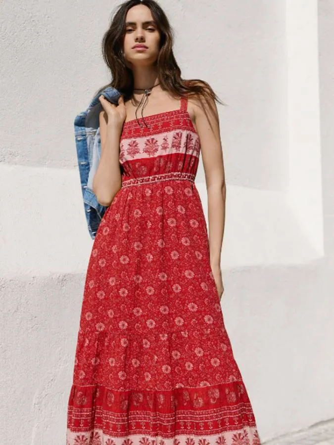 PEPE JEANS - Γυναικείο φόρεμα Floral Print Maxi Dress PL9537836 (264) Royal Red