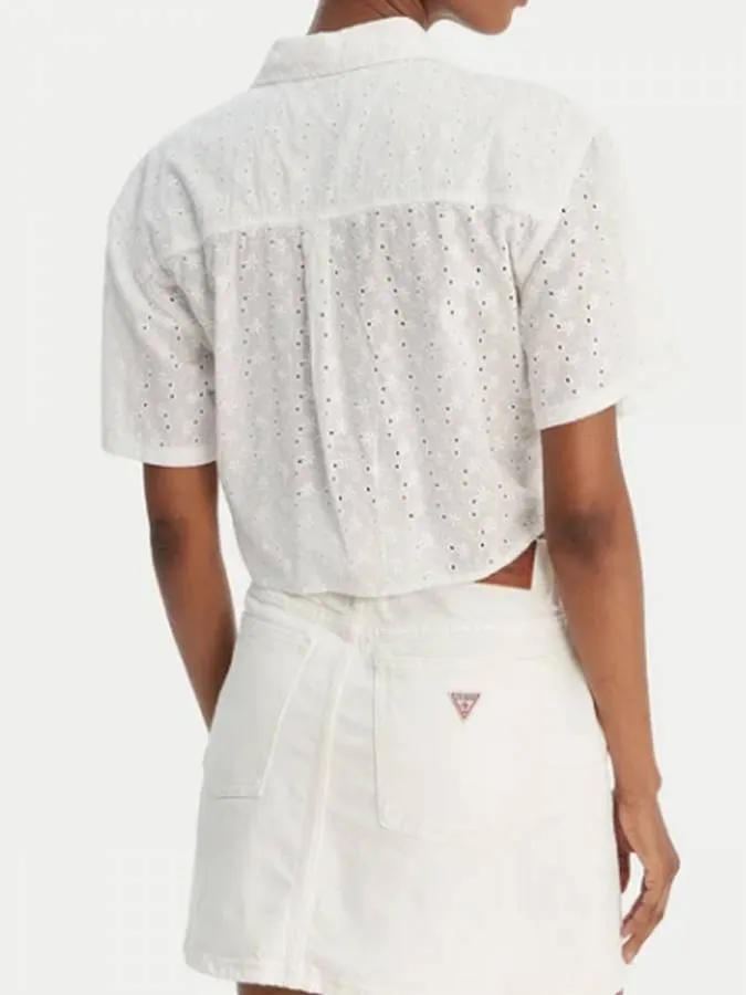 GUESS - Γυναικείο πουκάμισο Boxy Fit W6GHA3WO331-G011 Λευκό