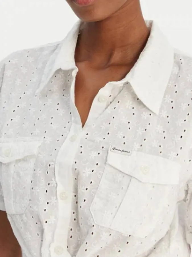 GUESS - Γυναικείο πουκάμισο Boxy Fit W6GHA3WO331-G011 Λευκό