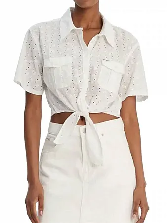 GUESS - Γυναικείο πουκάμισο Boxy Fit W6GHA3WO331-G011 Λευκό