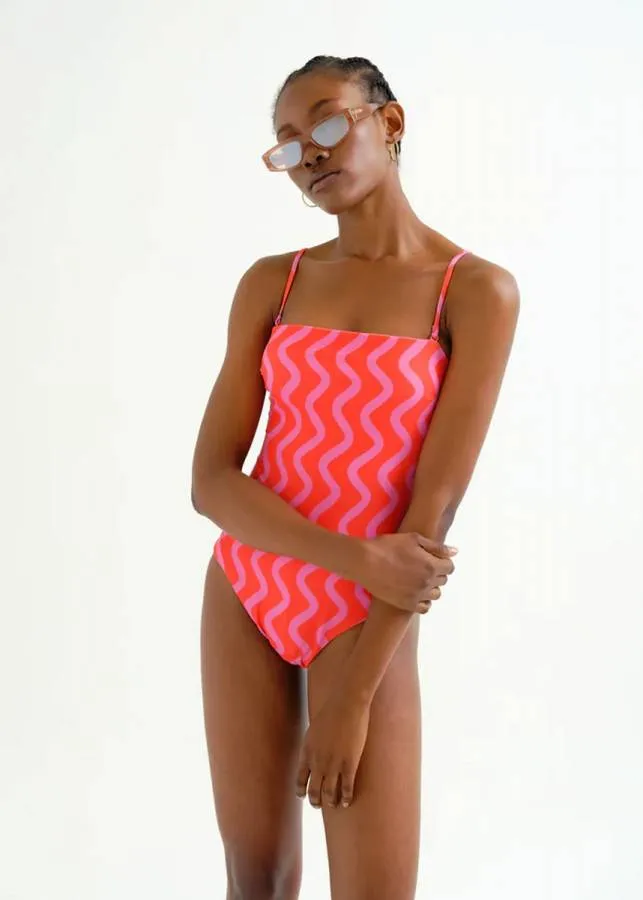 COMPANIA FANTASTICA - Ολόσωμο Μαγιό Wave Red & Pink 62C/13925/2S0 Κόκκινο