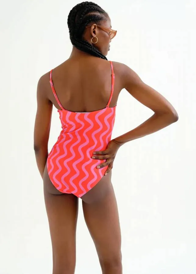 COMPANIA FANTASTICA - Ολόσωμο Μαγιό Wave Red & Pink 62C/13925/2S0 Κόκκινο
