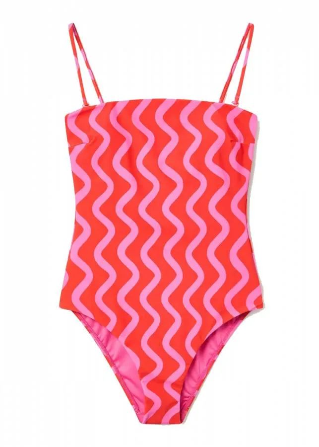 COMPANIA FANTASTICA - Ολόσωμο Μαγιό Wave Red & Pink 62C/13925/2S0 Κόκκινο