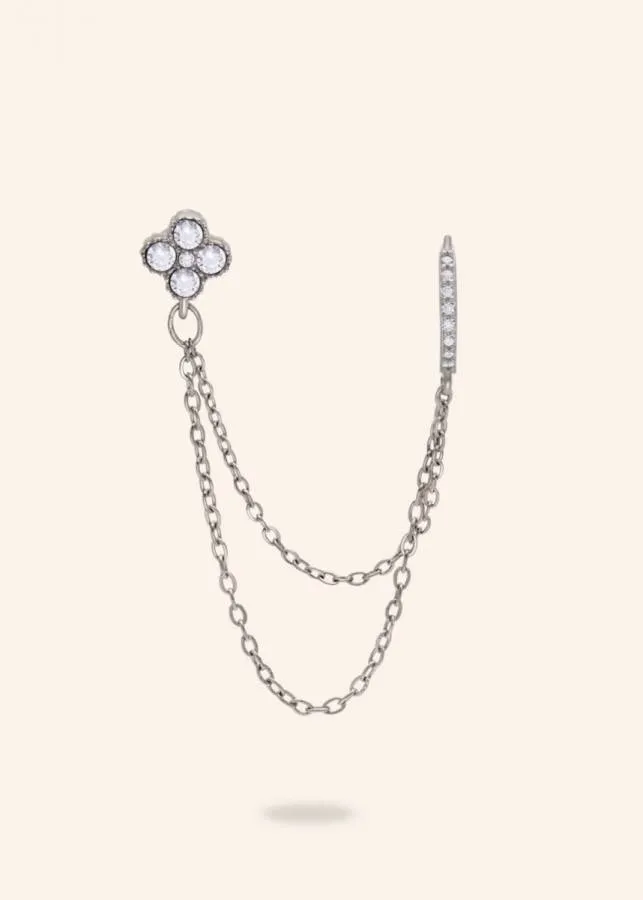 ALMYNOMA - Σκουλαρίκια από ατσάλι Fleur Silver Ear Chain Ασημί