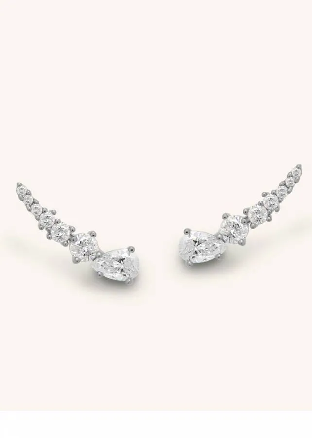 ALMYNOMA - Σκουλαρίκια ear climbers Grace Silver Climbers