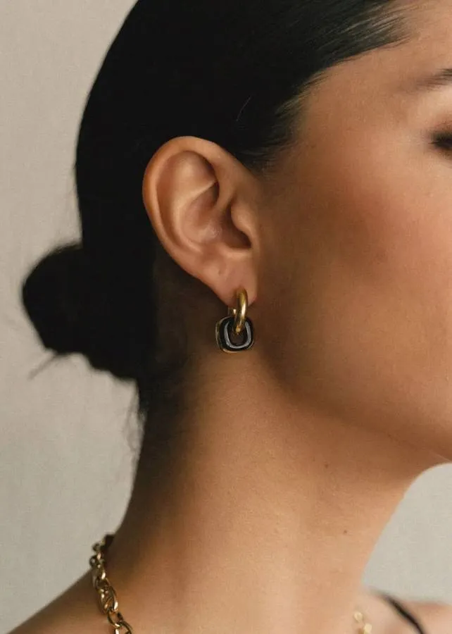 ALMYNOMA - Σκουλαρίκια από ατσάλι Nodo Black