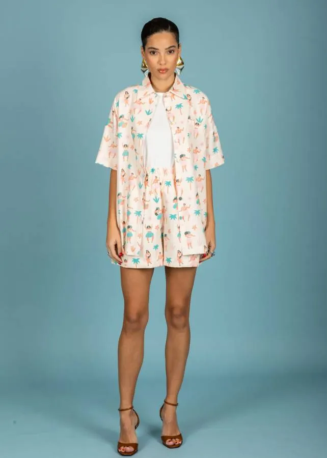 CHATON - Γυναικείο πουκάμισο oversize Elio 131-71531-Εκρού (064)