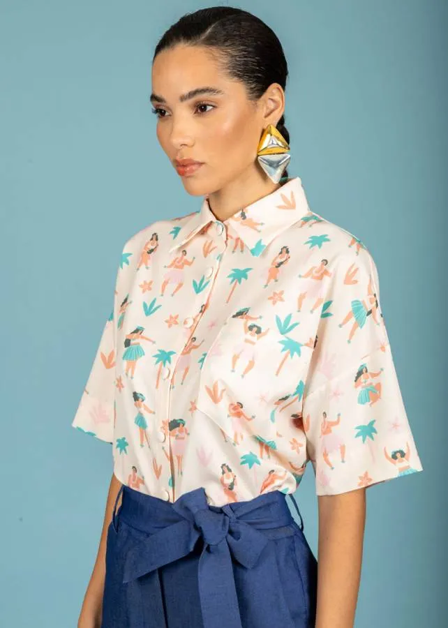 CHATON - Γυναικείο πουκάμισο oversize Elio 131-71531-Εκρού (064)