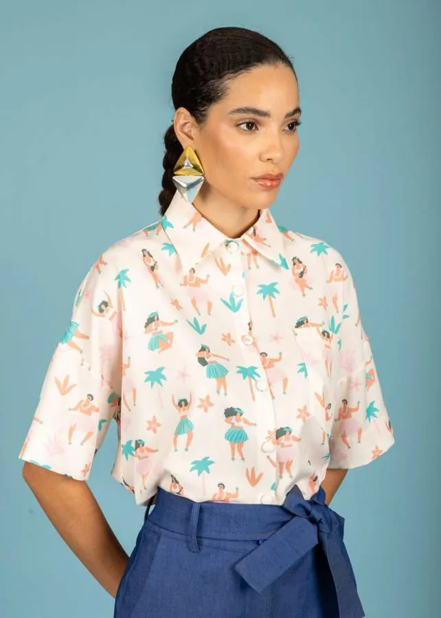 CHATON - Γυναικείο πουκάμισο oversize Elio 131-71531-Εκρού (064)